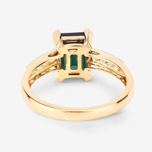 1.91 Carat Genuine Green Tourmaline and White Diamond 14K Yellow Gold Ring Bids.com