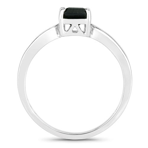 1.19 Carat Genuine Green Tourmaline and White Diamond 14K White Gold Ring Bids.com