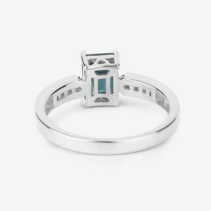 1.19 Carat Genuine Green Tourmaline and White Diamond 14K White Gold Ring Bids.com