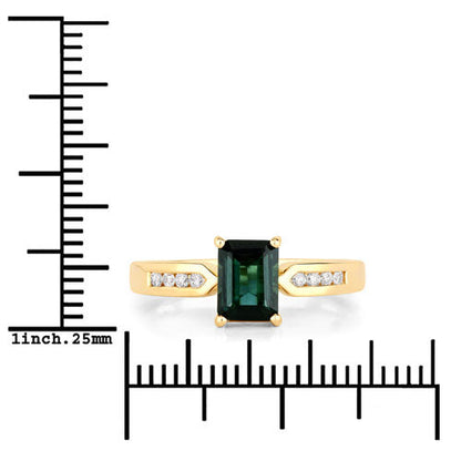 1.19 Carat Genuine Green Tourmaline and White Diamond 14K Yellow Gold Ring Bids.com