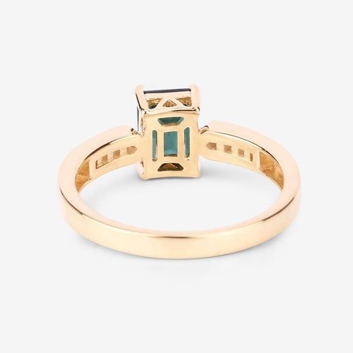1.19 Carat Genuine Green Tourmaline and White Diamond 14K Yellow Gold Ring Bids.com
