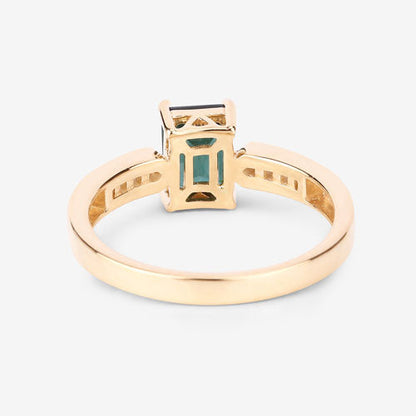 1.19 Carat Genuine Green Tourmaline and White Diamond 14K Yellow Gold Ring Bids.com