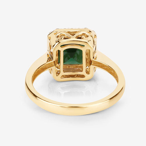 3.02 Carat Genuine Green Tourmaline and White Diamond 14K Yellow Gold Ring Bids.com