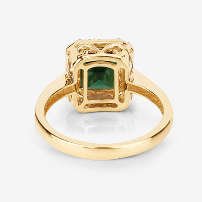 3.02 Carat Genuine Green Tourmaline and White Diamond 14K Yellow Gold Ring Bids.com