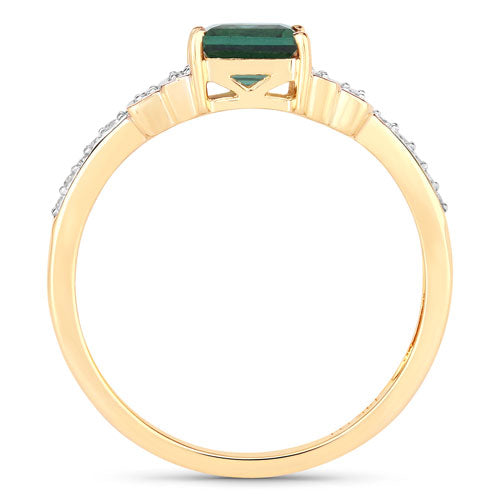 0.72 Carat Genuine Green Tourmaline and White Diamond 14K Yellow Gold Ring Bids.com