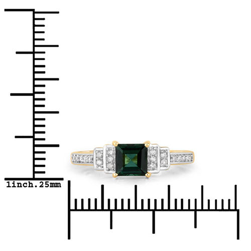 0.72 Carat Genuine Green Tourmaline and White Diamond 14K Yellow Gold Ring Bids.com