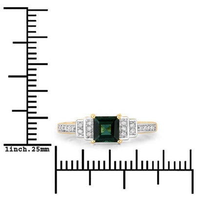 0.72 Carat Genuine Green Tourmaline and White Diamond 14K Yellow Gold Ring Bids.com