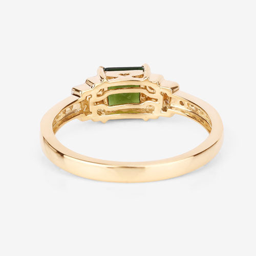 0.72 Carat Genuine Green Tourmaline and White Diamond 14K Yellow Gold Ring Bids.com