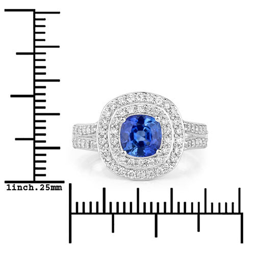1.96 Carat Genuine Blue Sapphire and White Diamond 18K White Gold Ring Bids.com