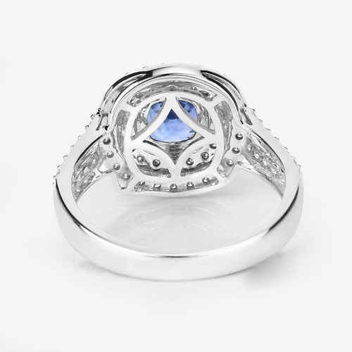 1.96 Carat Genuine Blue Sapphire and White Diamond 18K White Gold Ring Bids.com