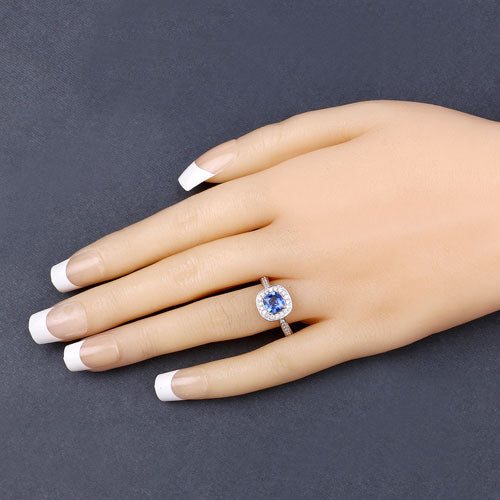 1.31 Carat Genuine Blue Sapphire and White Diamond 18K Yellow Gold Ring Bids.com