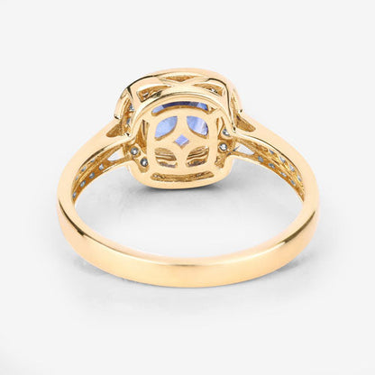 1.31 Carat Genuine Blue Sapphire and White Diamond 18K Yellow Gold Ring Bids.com