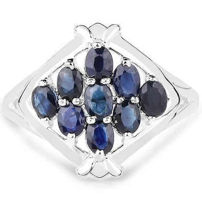 1.80 Carat Genuine Blue Sapphire .925 Sterling Silver Ring Bids.com