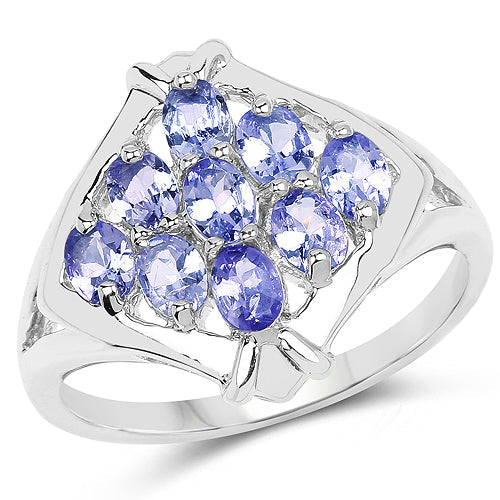 1.53 Carat Genuine Tanzanite .925 Sterling Silver Ring Bids.com