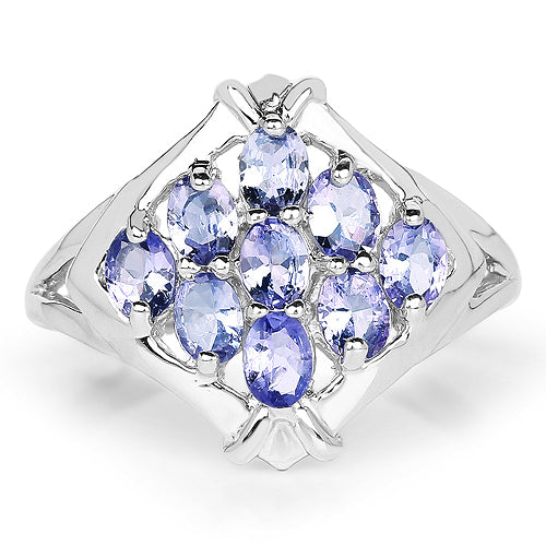 1.53 Carat Genuine Tanzanite .925 Sterling Silver Ring Bids.com