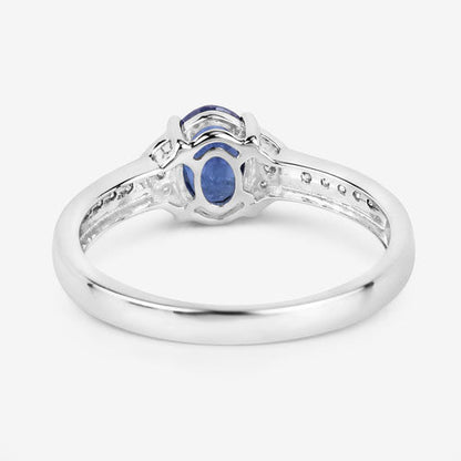1.05 Carat Genuine Blue Sapphire and White Diamond 10K White Gold Ring Bids.com
