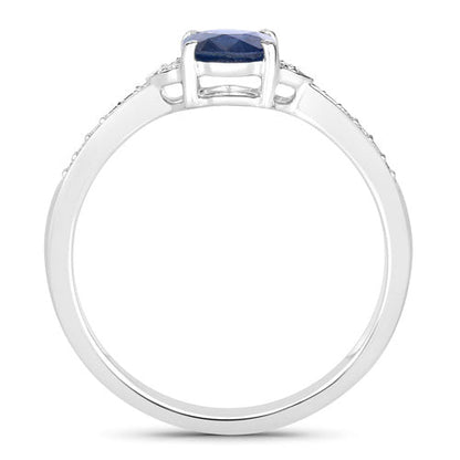 1.05 Carat Genuine Blue Sapphire and White Diamond 10K White Gold Ring Bids.com