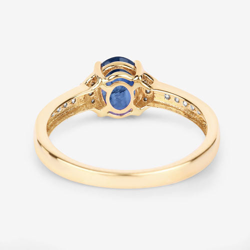 1.05 Carat Genuine Blue Sapphire and White Diamond 10K Yellow Gold Ring Bids.com