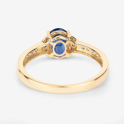 1.05 Carat Genuine Blue Sapphire and White Diamond 10K Yellow Gold Ring Bids.com