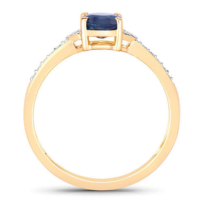 1.05 Carat Genuine Blue Sapphire and White Diamond 10K Yellow Gold Ring Bids.com