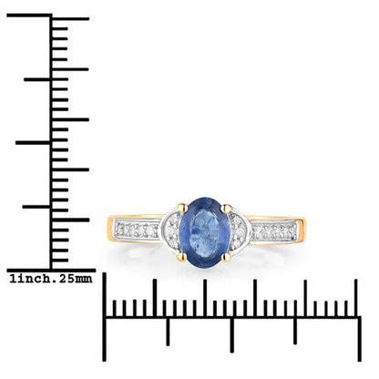1.05 Carat Genuine Blue Sapphire and White Diamond 10K Yellow Gold Ring Bids.com