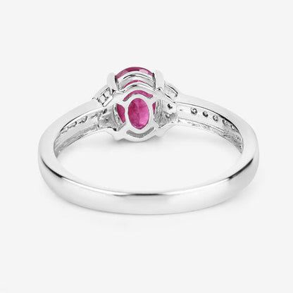 0.95 Carat Genuine Ruby and White Diamond 10K White Gold Ring Bids.com
