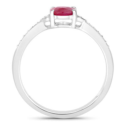 0.95 Carat Genuine Ruby and White Diamond 10K White Gold Ring Bids.com