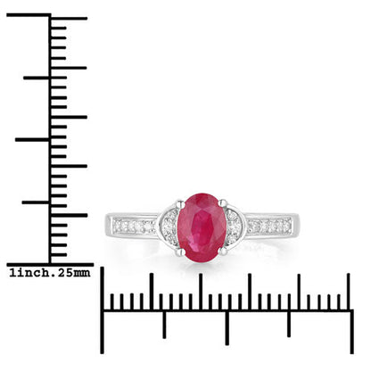 0.95 Carat Genuine Ruby and White Diamond 10K White Gold Ring Bids.com