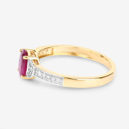 0.95 Carat Genuine Ruby and White Diamond 10K Yellow Gold Ring Bids.com