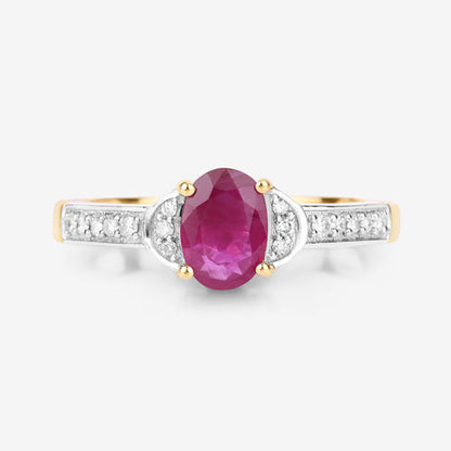 0.95 Carat Genuine Ruby and White Diamond 10K Yellow Gold Ring Bids.com