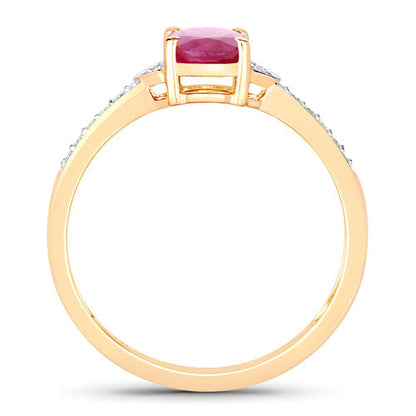 0.95 Carat Genuine Ruby and White Diamond 10K Yellow Gold Ring Bids.com
