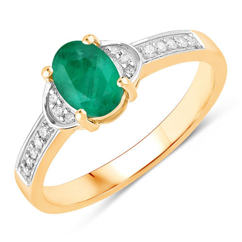 0.82 Carat Genuine Zambian Emerald and White Diamond 14K Yellow Gold Ring Bids.com