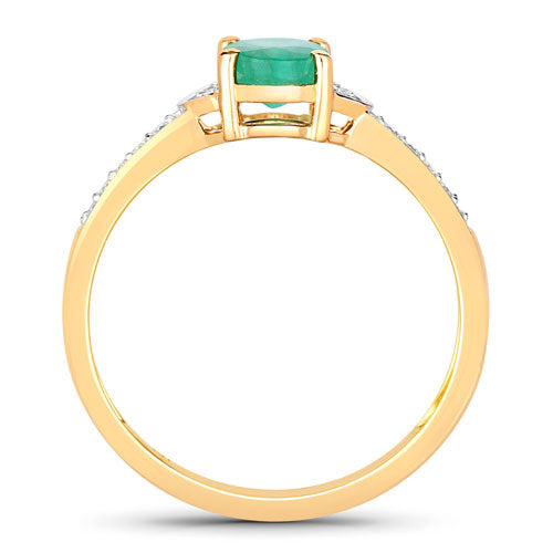 0.82 Carat Genuine Zambian Emerald and White Diamond 14K Yellow Gold Ring Bids.com