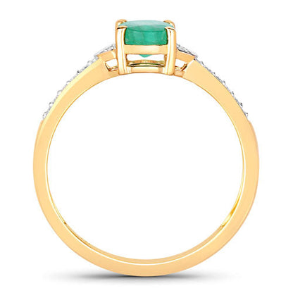 0.82 Carat Genuine Zambian Emerald and White Diamond 14K Yellow Gold Ring Bids.com