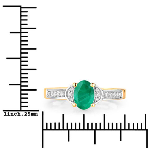 0.82 Carat Genuine Zambian Emerald and White Diamond 14K Yellow Gold Ring Bids.com