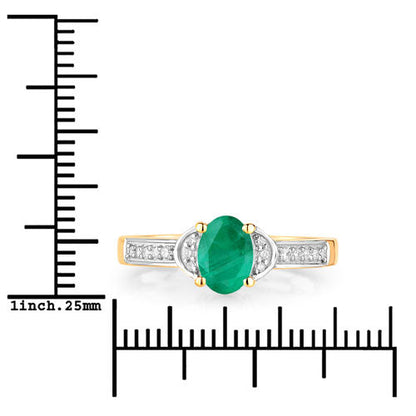 0.82 Carat Genuine Zambian Emerald and White Diamond 14K Yellow Gold Ring Bids.com