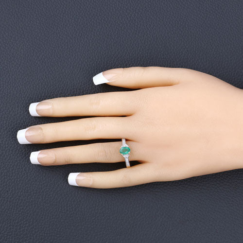 0.82 Carat Genuine Zambian Emerald and White Diamond 14K Yellow Gold Ring Bids.com