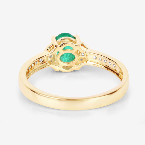 0.82 Carat Genuine Zambian Emerald and White Diamond 14K Yellow Gold Ring Bids.com