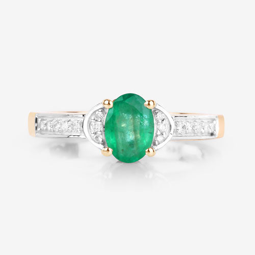 0.82 Carat Genuine Zambian Emerald and White Diamond 14K Yellow Gold Ring Bids.com
