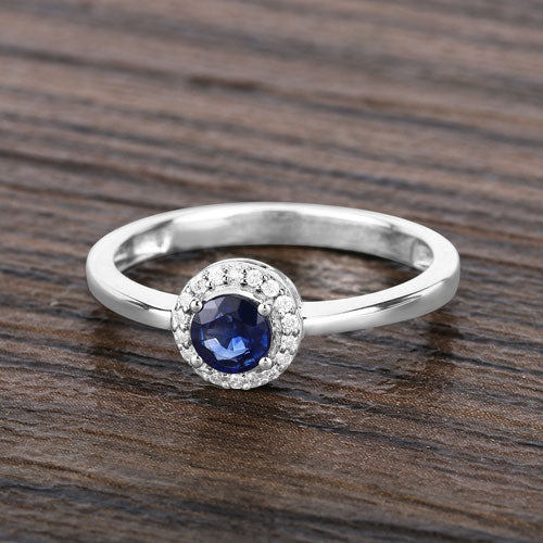 0.52 Carat Genuine Blue Sapphire and White Diamond 14K White Gold Ring Bids.com