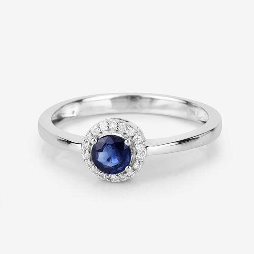 0.52 Carat Genuine Blue Sapphire and White Diamond 14K White Gold Ring Bids.com