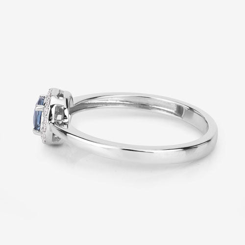 0.52 Carat Genuine Blue Sapphire and White Diamond 14K White Gold Ring Bids.com