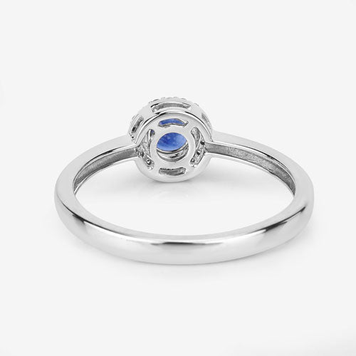 0.52 Carat Genuine Blue Sapphire and White Diamond 14K White Gold Ring Bids.com