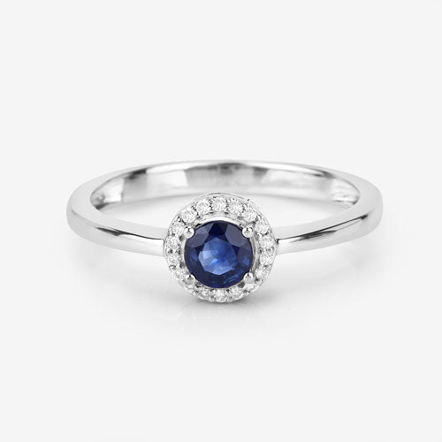 0.52 Carat Genuine Blue Sapphire and White Diamond 14K White Gold Ring Bids.com