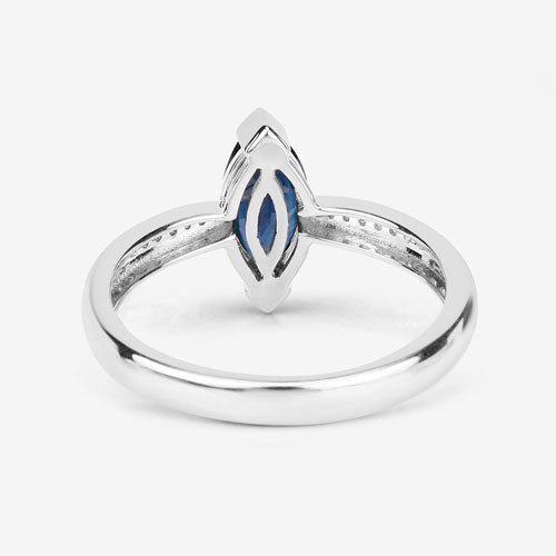 1.44 Carat Genuine Blue Sapphire and White Diamond 14K White Gold Ring Bids.com