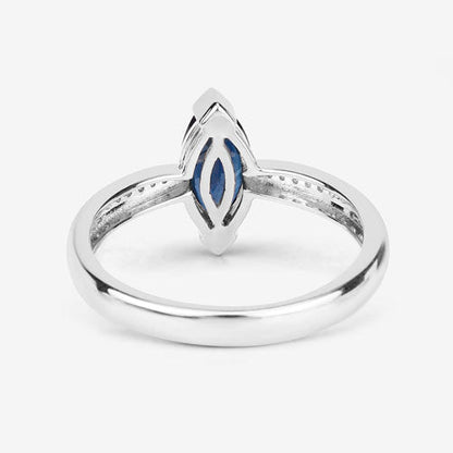 1.44 Carat Genuine Blue Sapphire and White Diamond 14K White Gold Ring Bids.com