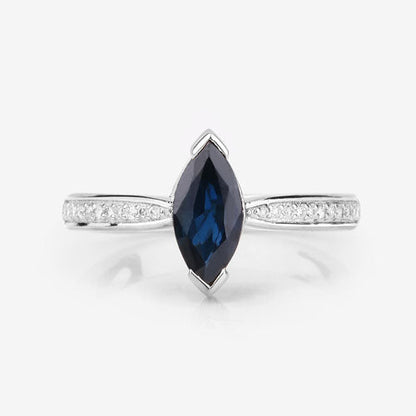 1.44 Carat Genuine Blue Sapphire and White Diamond 14K White Gold Ring Bids.com
