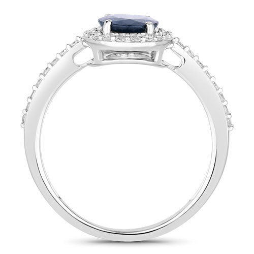 1.82 Carat Genuine Blue Sapphire and White Diamond 14K White Gold Ring Bids.com