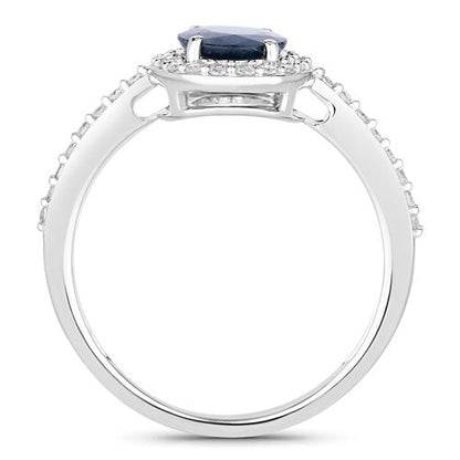 1.82 Carat Genuine Blue Sapphire and White Diamond 14K White Gold Ring Bids.com