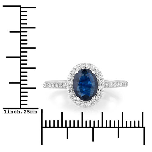 1.82 Carat Genuine Blue Sapphire and White Diamond 14K White Gold Ring Bids.com